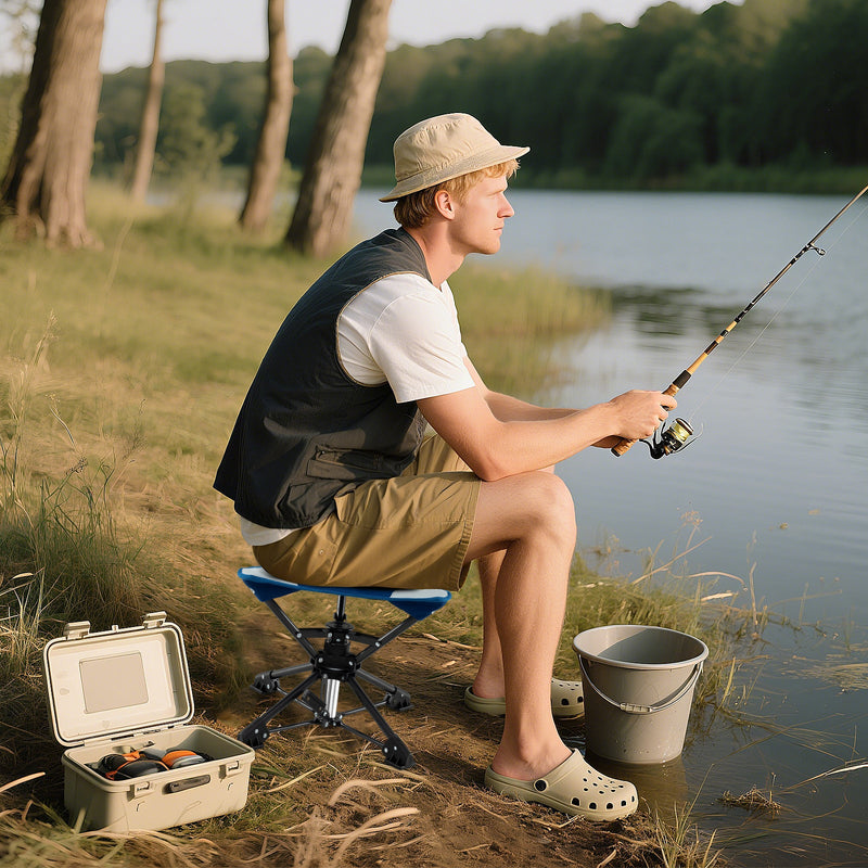 Load image into Gallery viewer, Folding Camping Stool 360° Swivel Hunting Chair with Anti-Sink Feet
