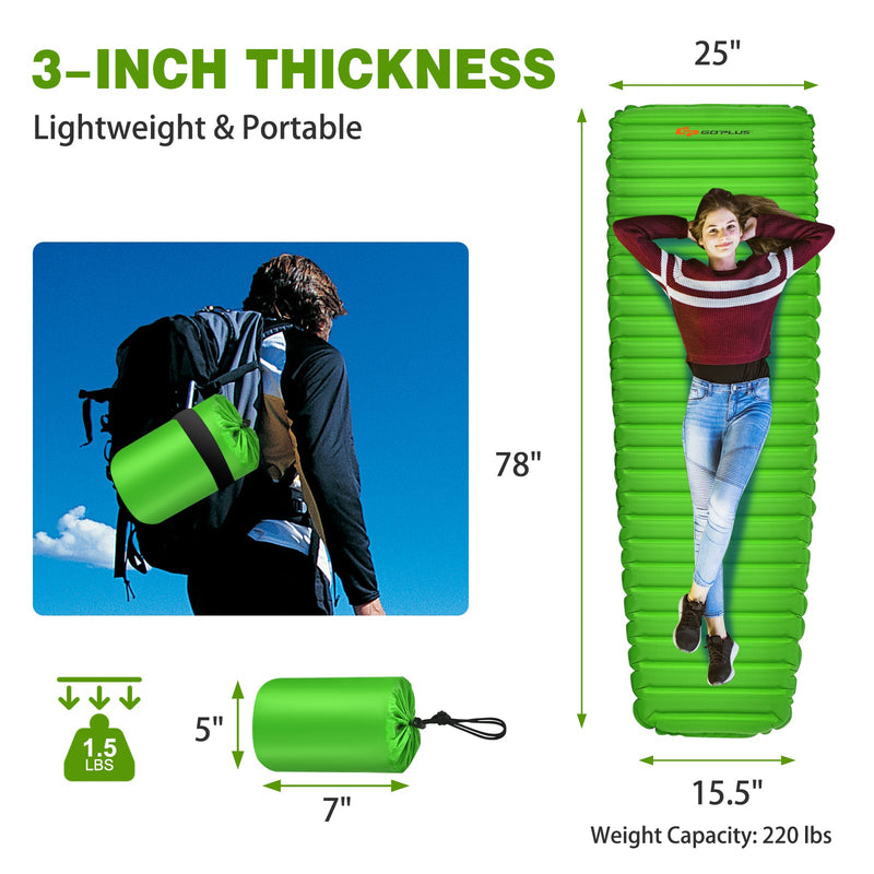 Load image into Gallery viewer, 3 Inch Thick Inflatable Waterproof Camping Sleeping Pad

