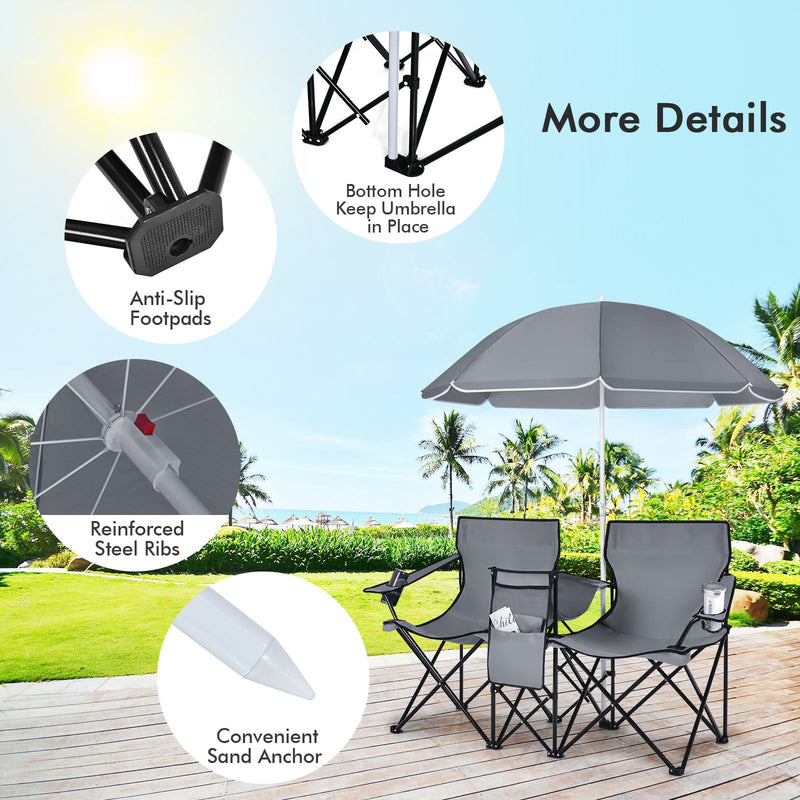 Load image into Gallery viewer, Portable Folding Picnic Double Chair
