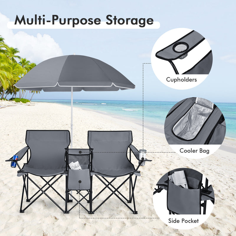 Load image into Gallery viewer, Portable Folding Picnic Double Chair
