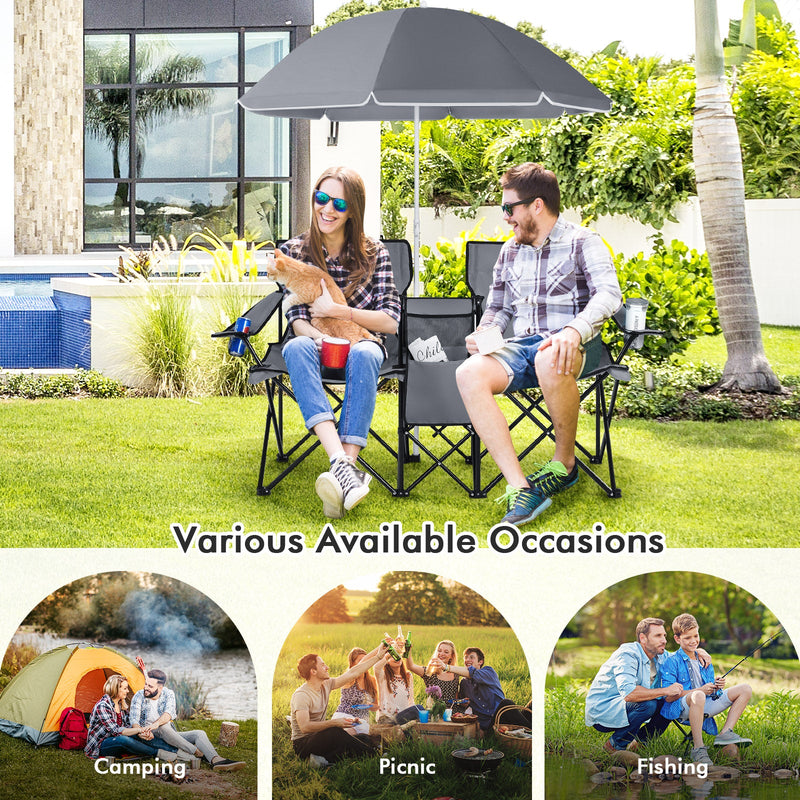 Load image into Gallery viewer, Portable Folding Picnic Double Chair
