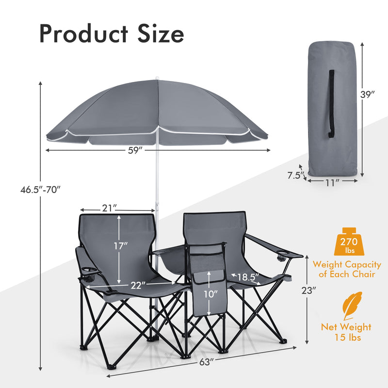 Load image into Gallery viewer, Portable Folding Picnic Double Chair
