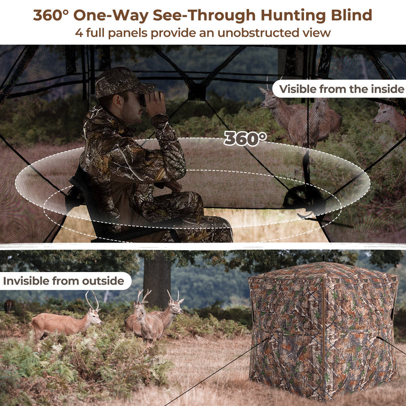 Load image into Gallery viewer, Hunting Blind 360 Degree One-Way See-Through Ground Blind for 2-3 Person
