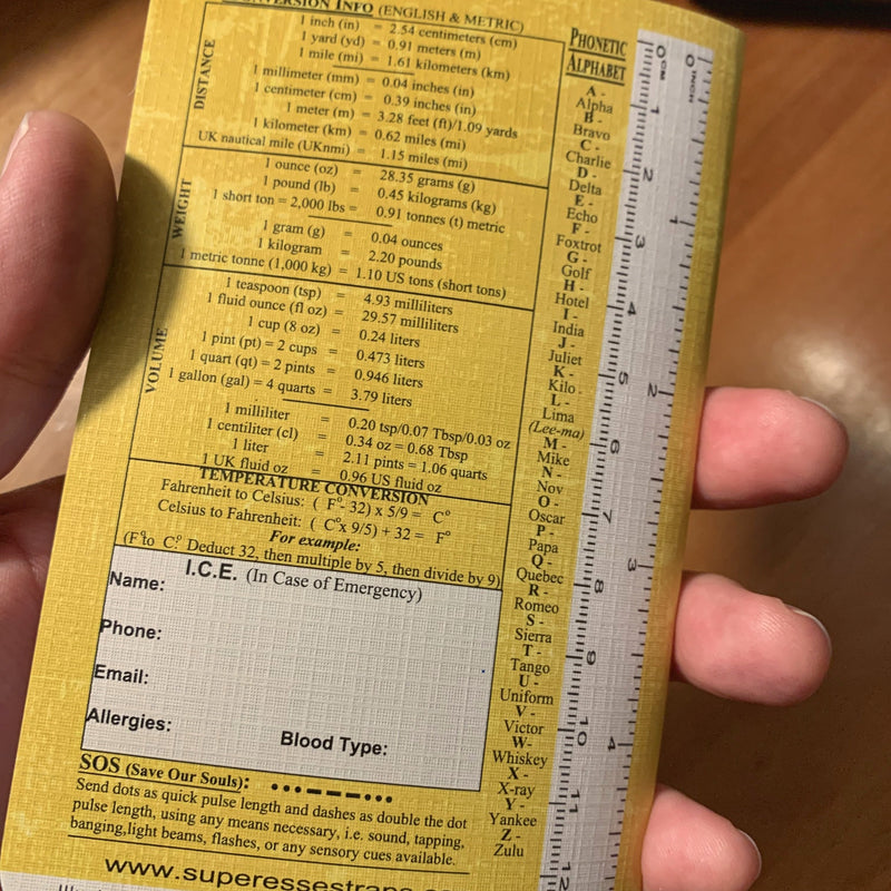 Load image into Gallery viewer, Superesse Field Memo Pad (Yellow) - Durable Pocket Notebook with Survival References

