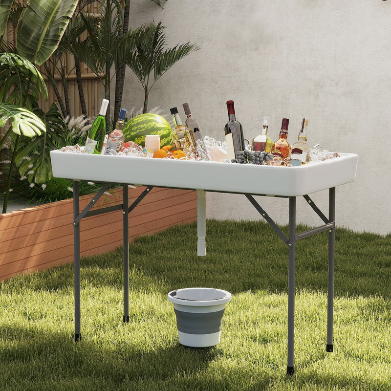 Load image into Gallery viewer, 4 Foot Ice Cooler Folding Table Portable Ice Bin Table with Large Sink-White
