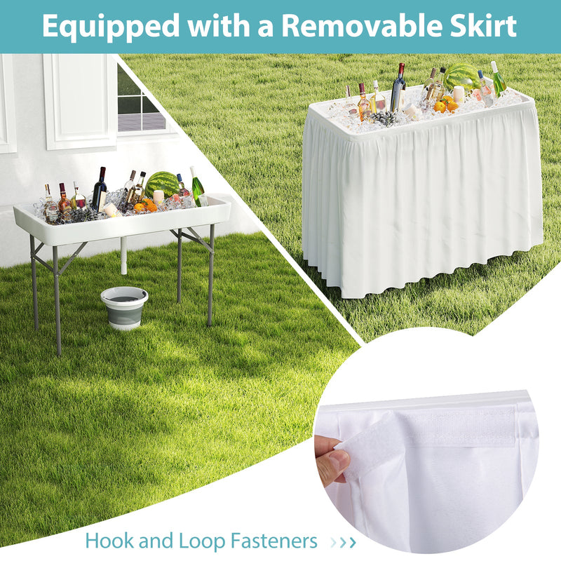 Load image into Gallery viewer, 4 Foot Ice Cooler Folding Table Portable Ice Bin Table with Large Sink-White
