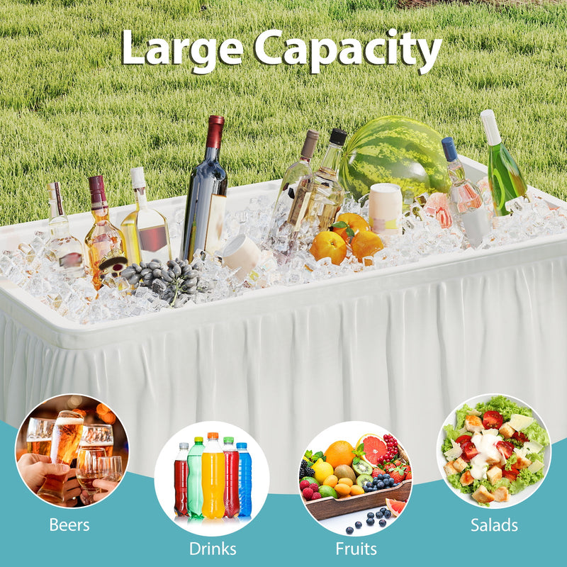 Load image into Gallery viewer, 4 Foot Ice Cooler Folding Table Portable Ice Bin Table with Large Sink-White
