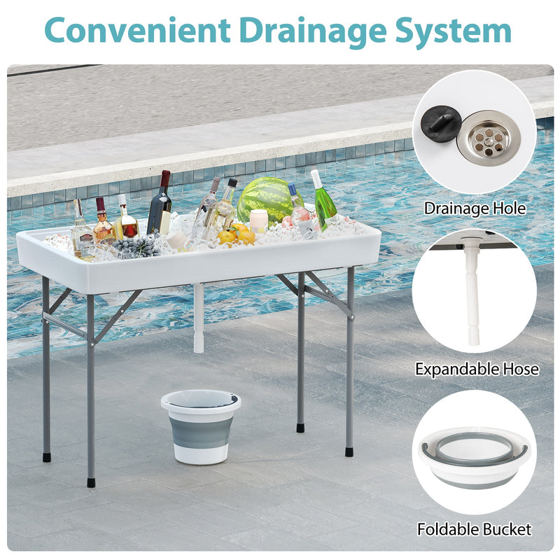 Load image into Gallery viewer, 4 Foot Ice Cooler Folding Table Portable Ice Bin Table with Large Sink-White

