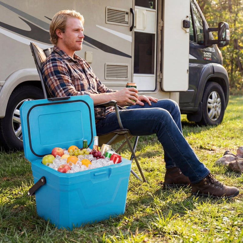 Load image into Gallery viewer, Insulated Portable Cooler Hard Shell Ice Chest with 2 Cup Holders
