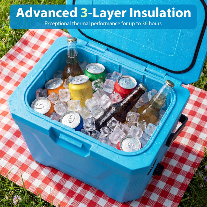 Load image into Gallery viewer, Insulated Portable Cooler Hard Shell Ice Chest with 2 Cup Holders
