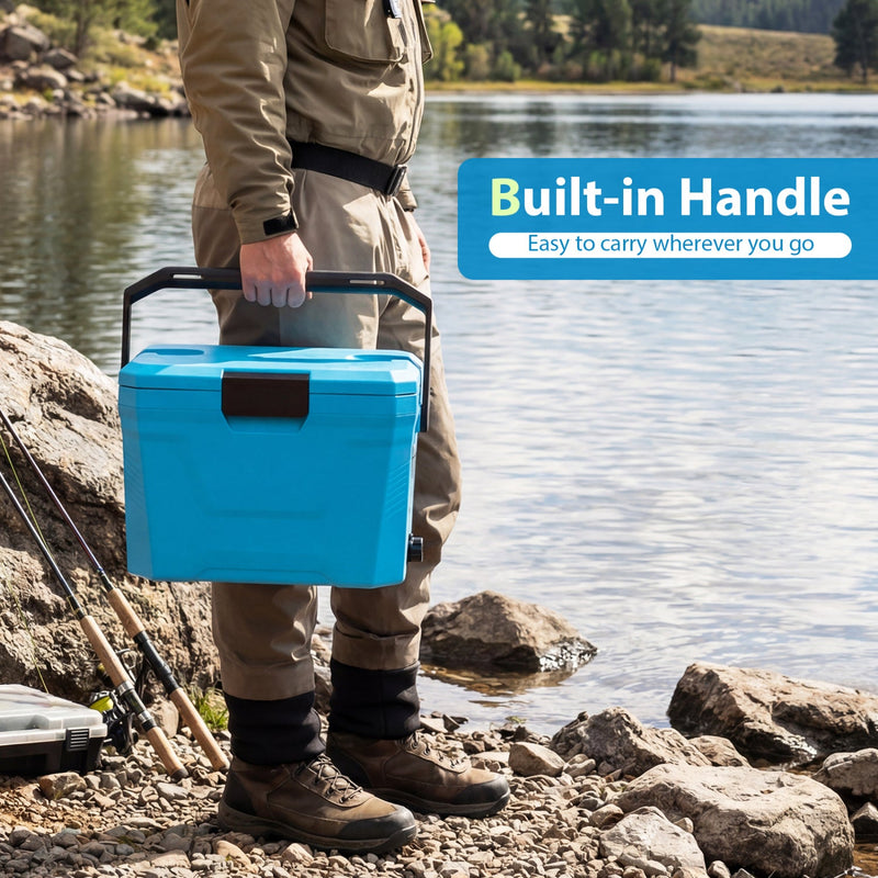 Load image into Gallery viewer, Insulated Portable Cooler Hard Shell Ice Chest with 2 Cup Holders
