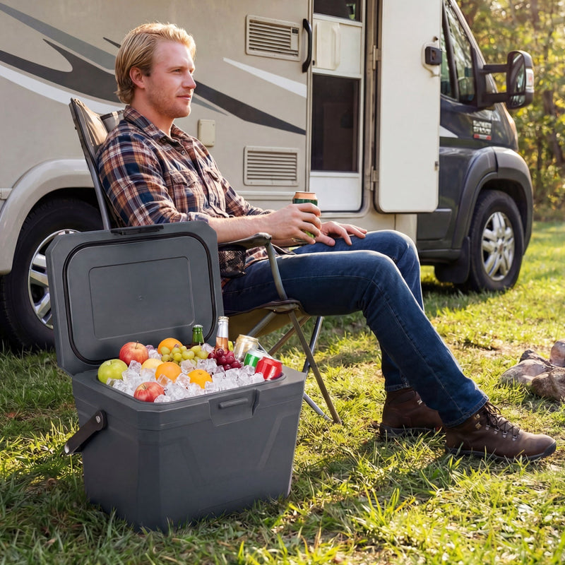 Load image into Gallery viewer, Insulated Portable Cooler Hard Shell Ice Chest with 2 Cup Holders
