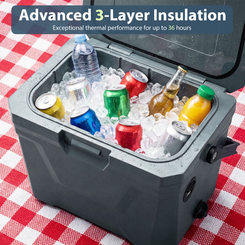 Load image into Gallery viewer, Insulated Portable Cooler Hard Shell Ice Chest with 2 Cup Holders
