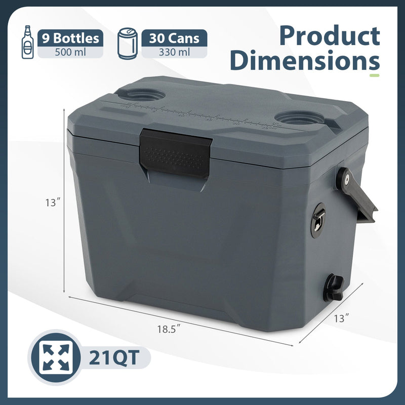 Load image into Gallery viewer, Insulated Portable Cooler Hard Shell Ice Chest with 2 Cup Holders
