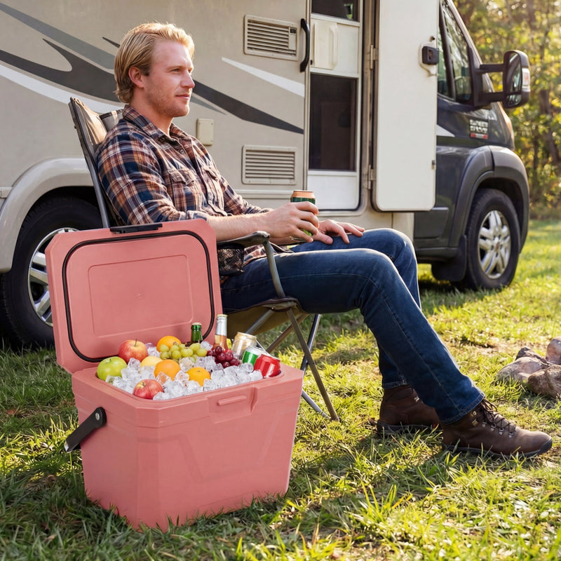 Load image into Gallery viewer, Insulated Portable Cooler Hard Shell Ice Chest with 2 Cup Holders
