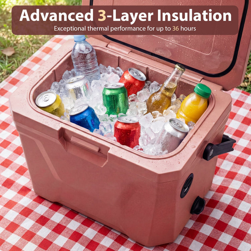 Load image into Gallery viewer, Insulated Portable Cooler Hard Shell Ice Chest with 2 Cup Holders

