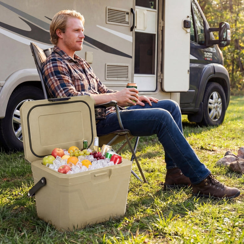Load image into Gallery viewer, Insulated Portable Cooler Hard Shell Ice Chest with 2 Cup Holders
