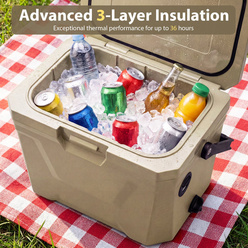 Load image into Gallery viewer, Insulated Portable Cooler Hard Shell Ice Chest with 2 Cup Holders
