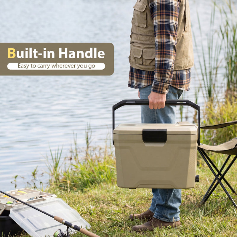 Load image into Gallery viewer, Insulated Portable Cooler Hard Shell Ice Chest with 2 Cup Holders
