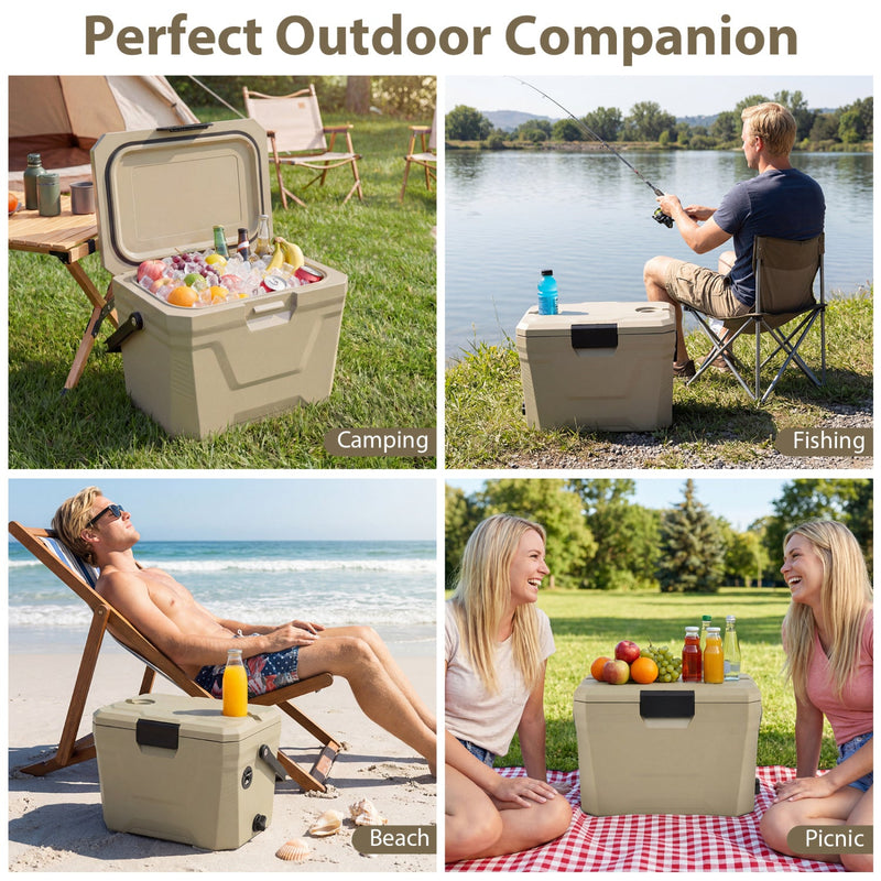Load image into Gallery viewer, Insulated Portable Cooler Hard Shell Ice Chest with 2 Cup Holders
