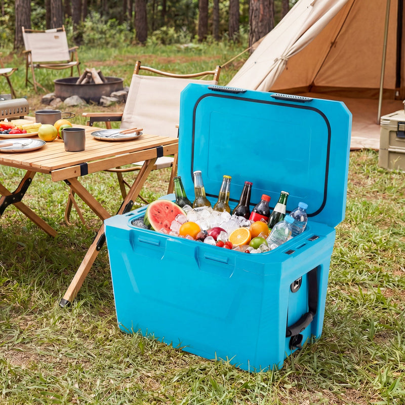 Load image into Gallery viewer, Insulated Portable Cooler Hard Shell Ice Chest with 2 Cup Holders Bottle Opener and Drain Plug
