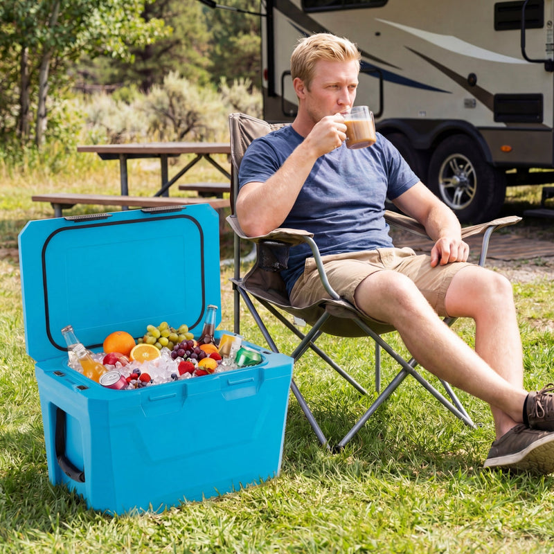 Load image into Gallery viewer, Insulated Portable Cooler Hard Shell Ice Chest with 2 Cup Holders Bottle Opener and Drain Plug
