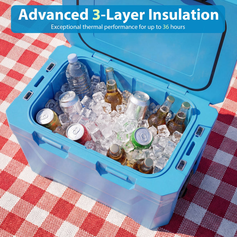 Load image into Gallery viewer, Insulated Portable Cooler Hard Shell Ice Chest with 2 Cup Holders Bottle Opener and Drain Plug
