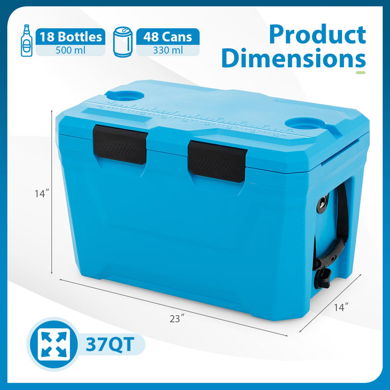 Load image into Gallery viewer, Insulated Portable Cooler Hard Shell Ice Chest with 2 Cup Holders Bottle Opener and Drain Plug
