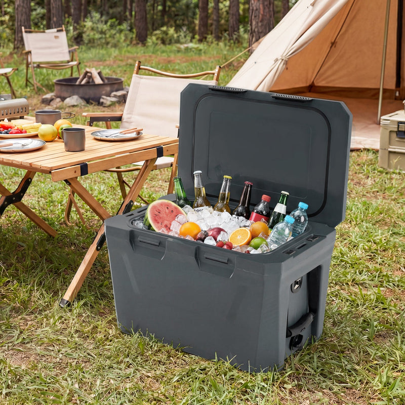 Load image into Gallery viewer, Insulated Portable Cooler Hard Shell Ice Chest with 2 Cup Holders Bottle Opener and Drain Plug
