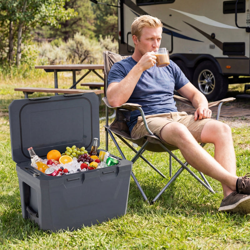 Load image into Gallery viewer, Insulated Portable Cooler Hard Shell Ice Chest with 2 Cup Holders Bottle Opener and Drain Plug
