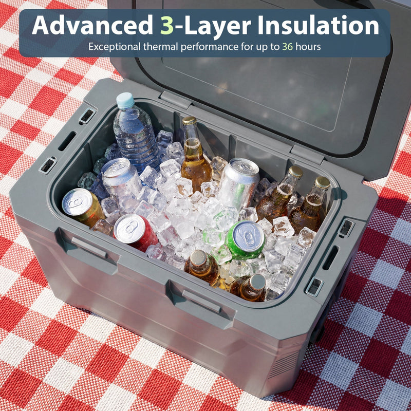 Load image into Gallery viewer, Insulated Portable Cooler Hard Shell Ice Chest with 2 Cup Holders Bottle Opener and Drain Plug
