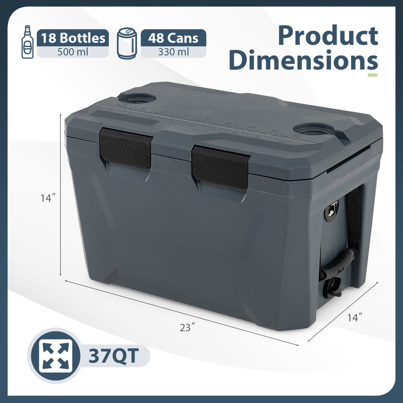 Load image into Gallery viewer, Insulated Portable Cooler Hard Shell Ice Chest with 2 Cup Holders Bottle Opener and Drain Plug
