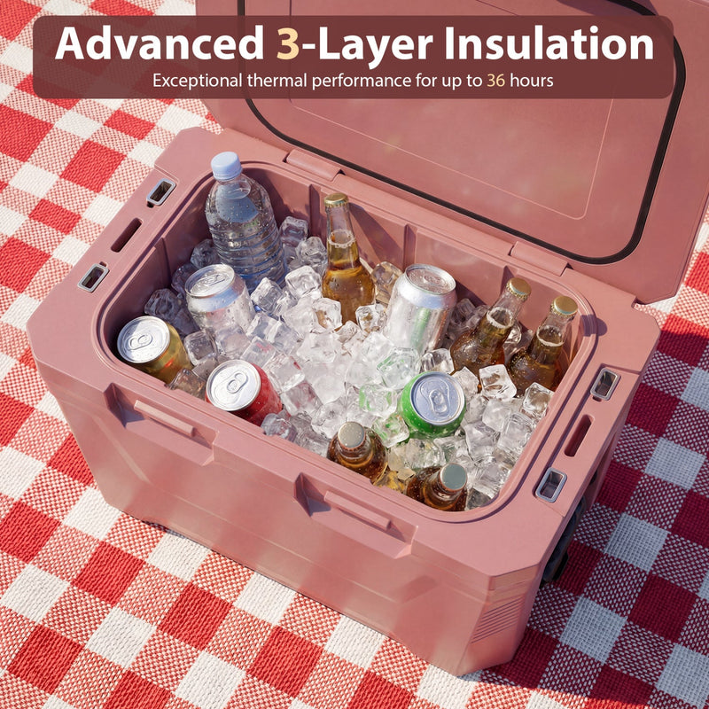 Load image into Gallery viewer, Insulated Portable Cooler Hard Shell Ice Chest with 2 Cup Holders Bottle Opener and Drain Plug

