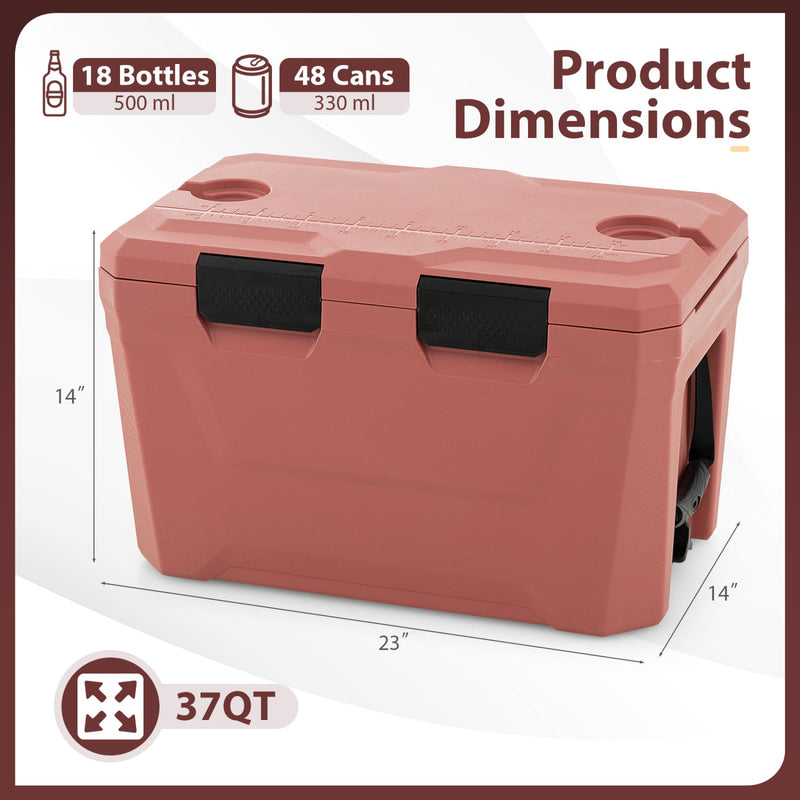 Load image into Gallery viewer, Insulated Portable Cooler Hard Shell Ice Chest with 2 Cup Holders Bottle Opener and Drain Plug
