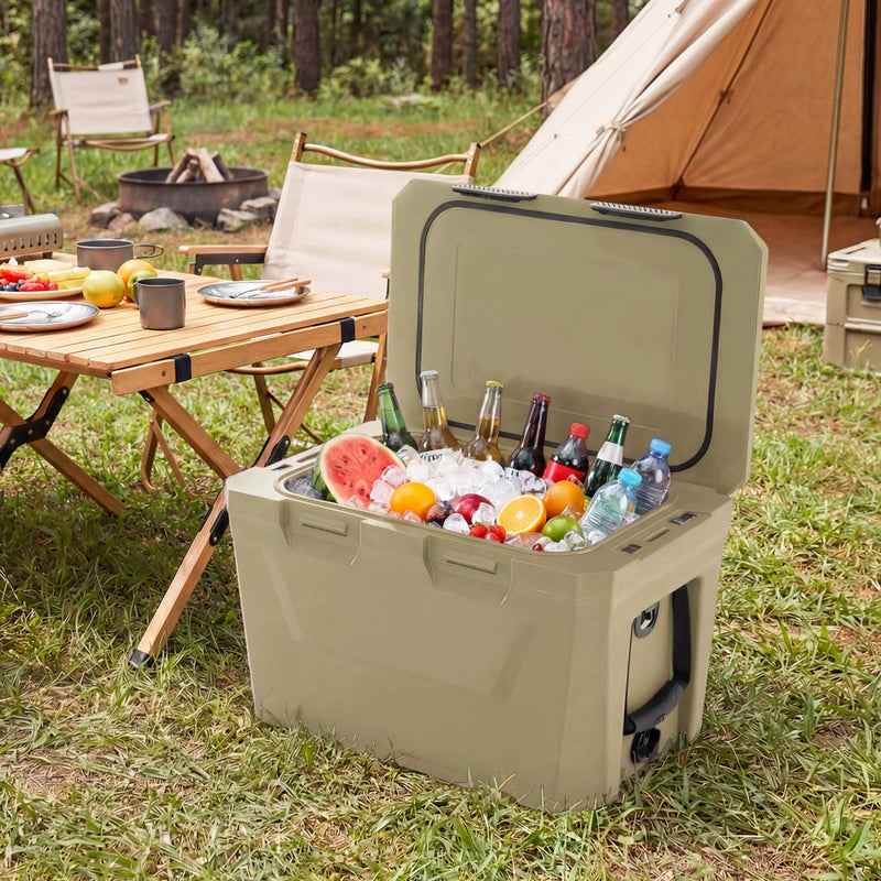 Load image into Gallery viewer, Insulated Portable Cooler Hard Shell Ice Chest with 2 Cup Holders Bottle Opener and Drain Plug
