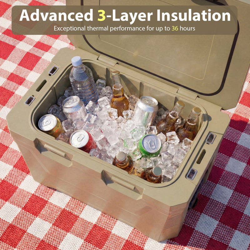Load image into Gallery viewer, Insulated Portable Cooler Hard Shell Ice Chest with 2 Cup Holders Bottle Opener and Drain Plug
