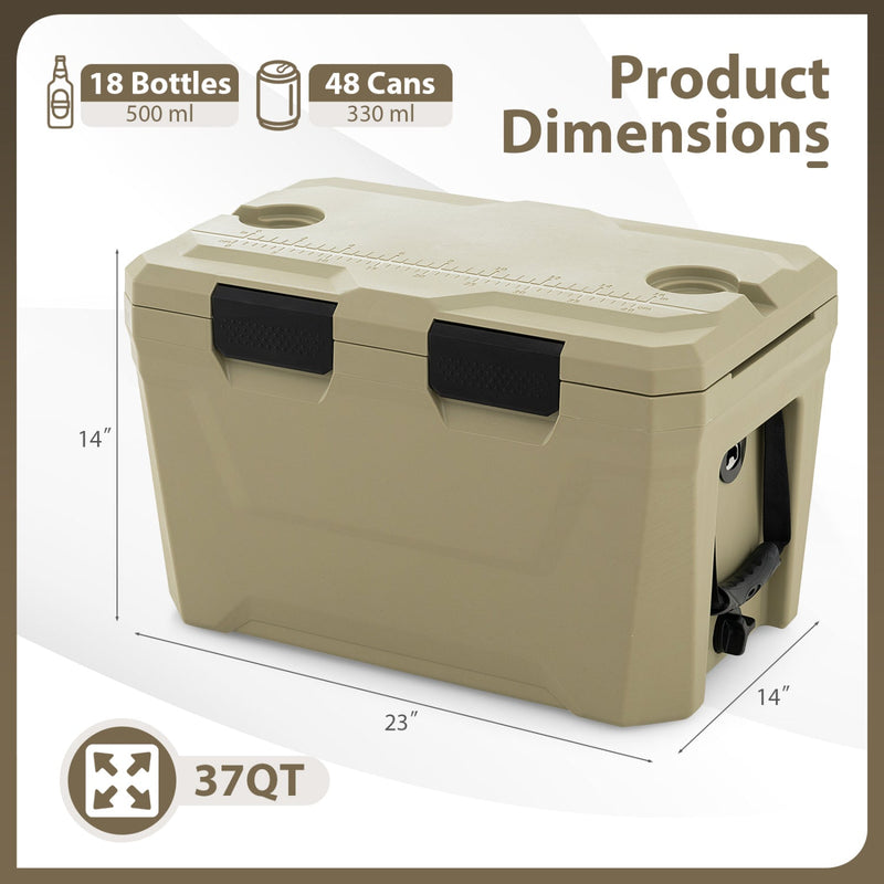 Load image into Gallery viewer, Insulated Portable Cooler Hard Shell Ice Chest with 2 Cup Holders Bottle Opener and Drain Plug
