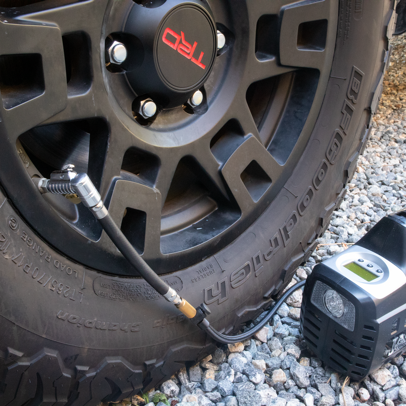 Load image into Gallery viewer, Lightning L2X Tire Inflator Hose Extension Self-Locking Nozzle | Patented Lock-on Air Hose Adapter for Tire Pumps (Open Flow)
