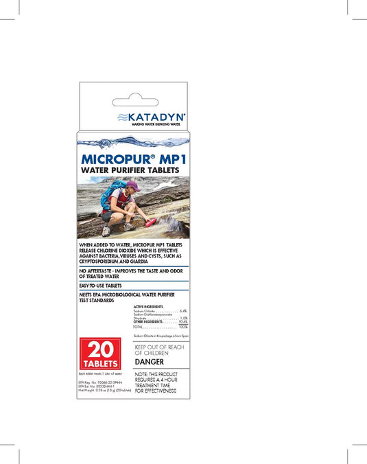 Katadyn Micropur MP1 Water Purifier Tablets (Package of 20)