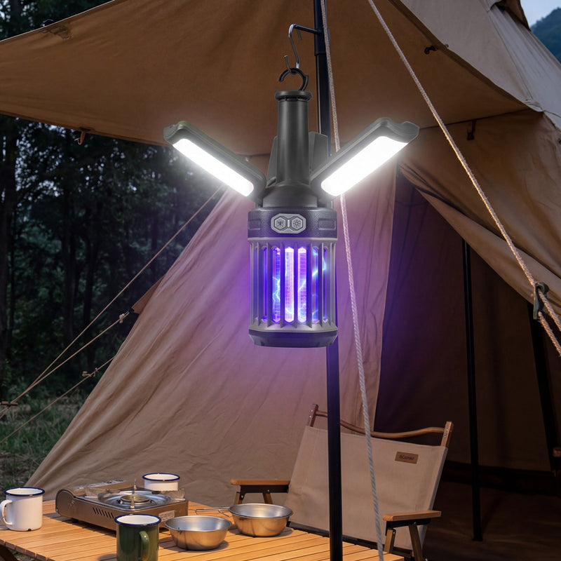 Load image into Gallery viewer, Outdoor Bug Zapper with Foldable Camping Lantern USB-C Rechargeable Electric Mosquito Killer

