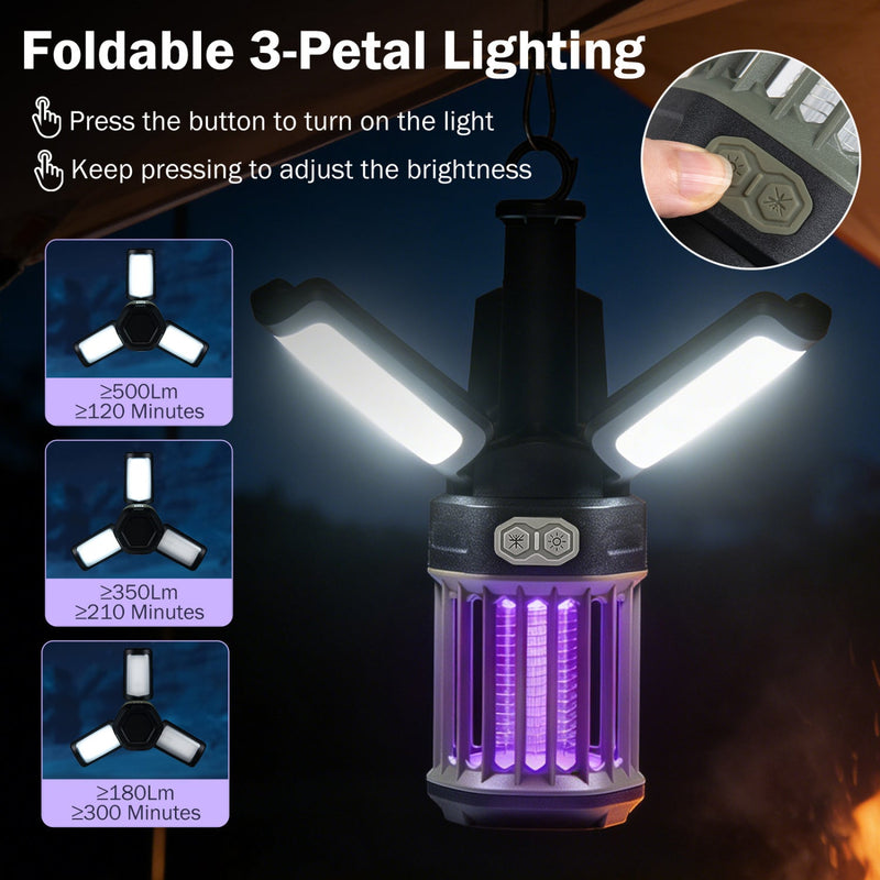 Load image into Gallery viewer, Outdoor Bug Zapper with Foldable Camping Lantern USB-C Rechargeable Electric Mosquito Killer
