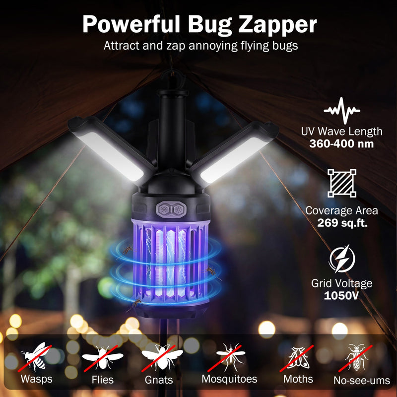 Load image into Gallery viewer, Outdoor Bug Zapper with Foldable Camping Lantern USB-C Rechargeable Electric Mosquito Killer
