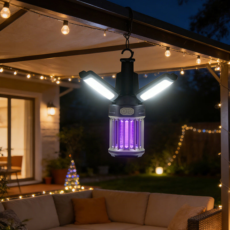 Load image into Gallery viewer, Outdoor Bug Zapper with Foldable Camping Lantern USB-C Rechargeable Electric Mosquito Killer
