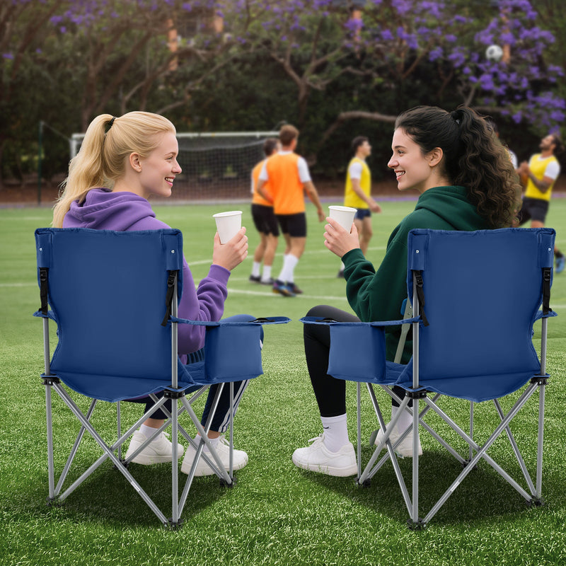 Load image into Gallery viewer, Oversized Camping Chairs Outdoor Folding Chair with Cooler Pouch and Cup Holder

