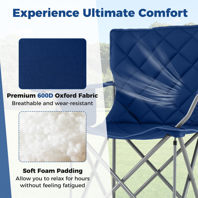 Load image into Gallery viewer, Oversized Camping Chairs Outdoor Folding Chair with Cooler Pouch and Cup Holder
