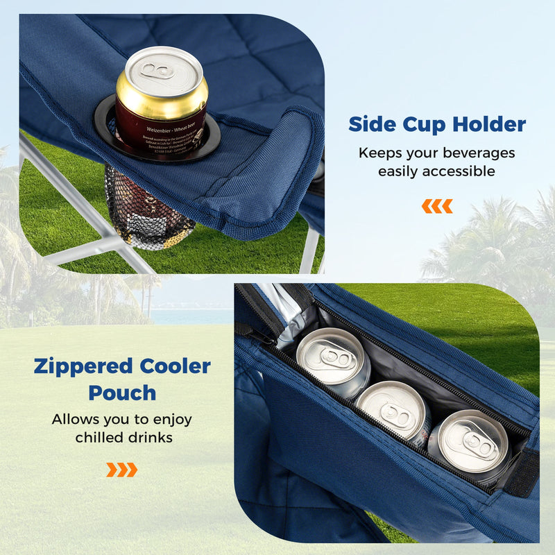 Load image into Gallery viewer, Oversized Camping Chairs Outdoor Folding Chair with Cooler Pouch and Cup Holder

