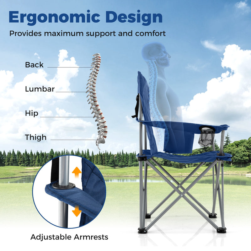 Load image into Gallery viewer, Oversized Camping Chairs Outdoor Folding Chair with Cooler Pouch and Cup Holder
