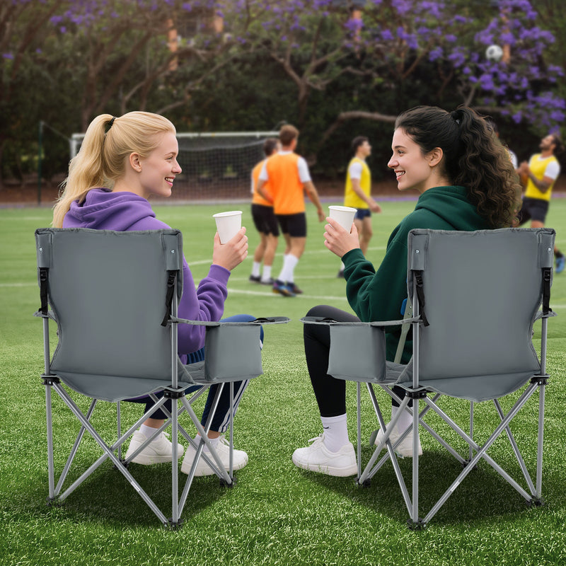 Load image into Gallery viewer, Oversized Camping Chairs Outdoor Folding Chair with Cooler Pouch and Cup Holder
