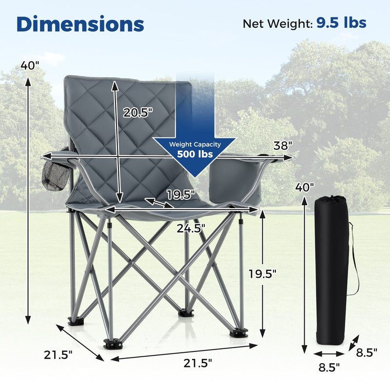 Load image into Gallery viewer, Oversized Camping Chairs Outdoor Folding Chair with Cooler Pouch and Cup Holder
