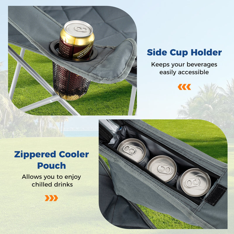 Load image into Gallery viewer, Oversized Camping Chairs Outdoor Folding Chair with Cooler Pouch and Cup Holder
